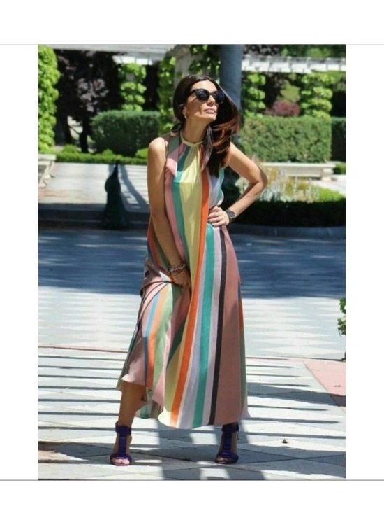 Zara Dresses & Skirts - Zara Multicolor Vertical Stripe Maxi Dress - Sleeveless